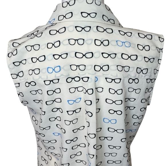 Talbots Nantucket Blouse Eyeglasses Collared Button up Sleeveless Medium Eyewear - Picture 6 of 9